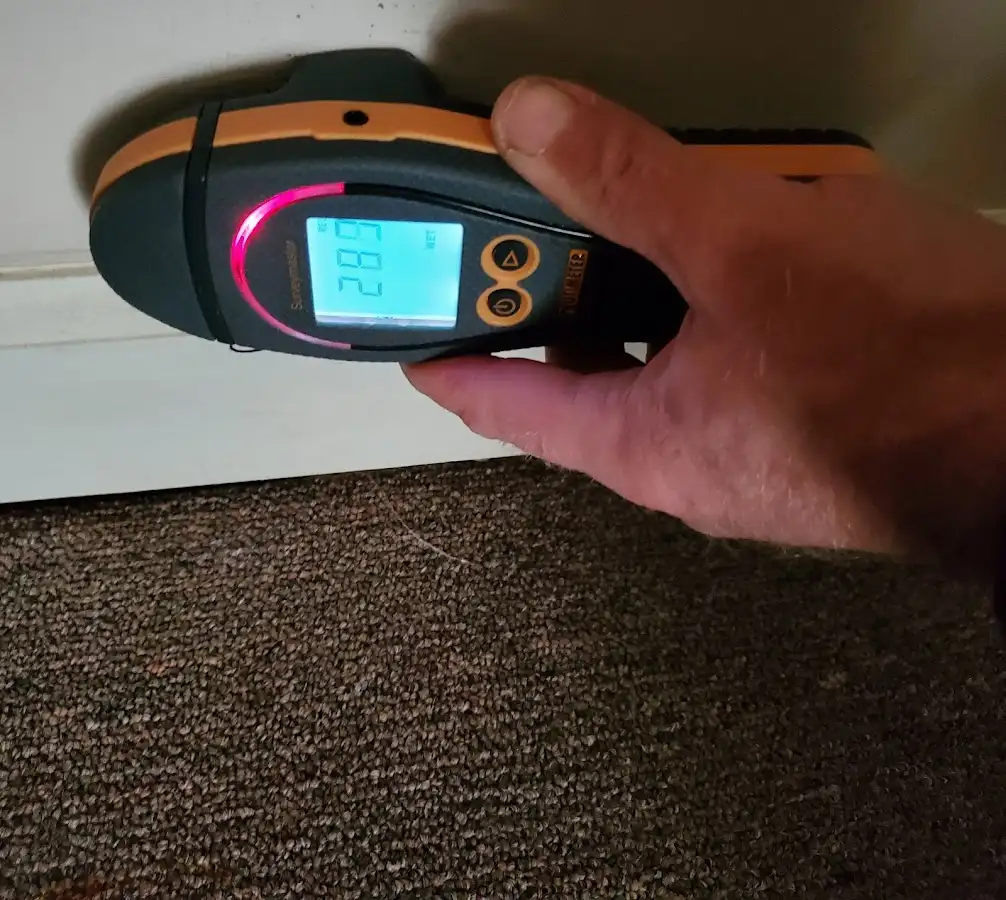 Moisture detection at baseboard during Sewage Cleanup & Sanitation in Brushy Creek